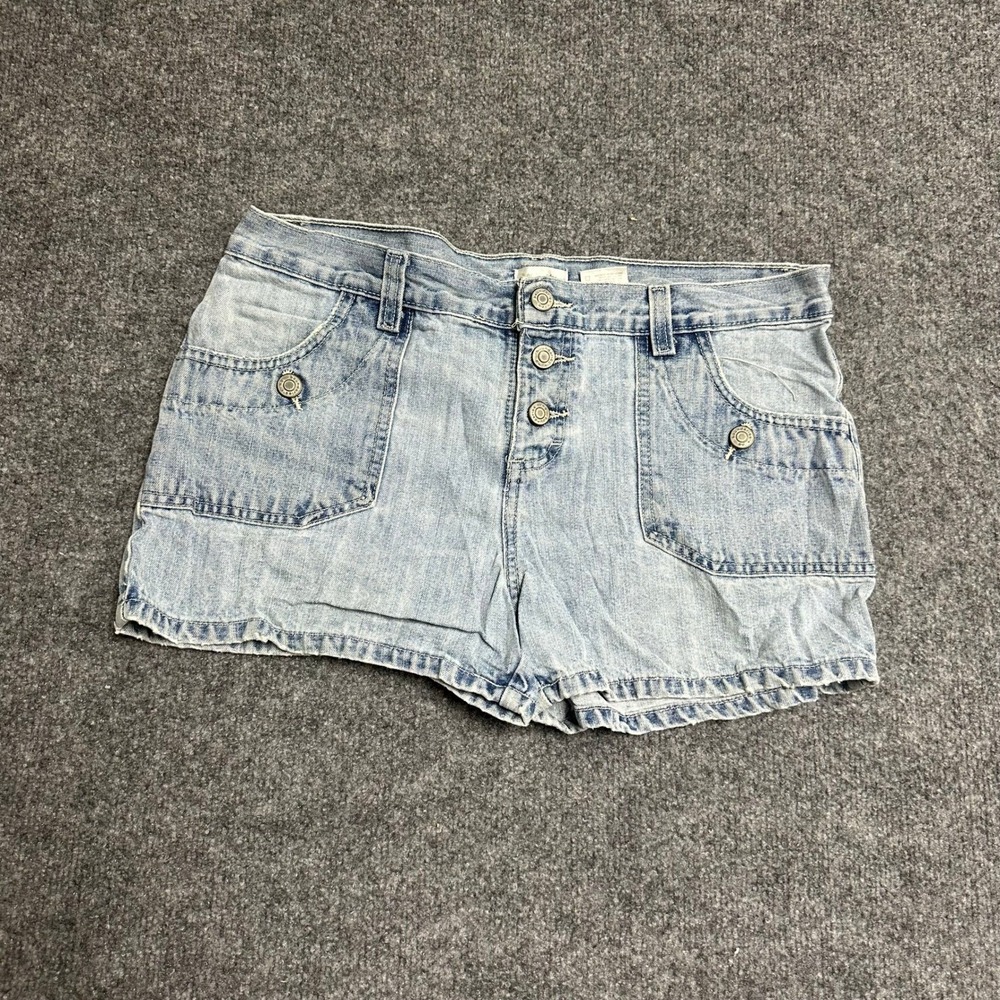No Boundaries Denim Shorts Womens Size 9 Medium Stone Button Fly Cotton Mom